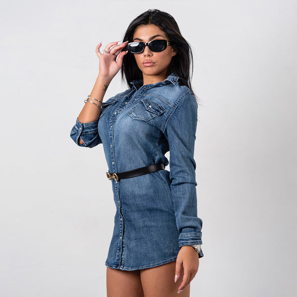 40F8008U - Camicia Abito In Jeans