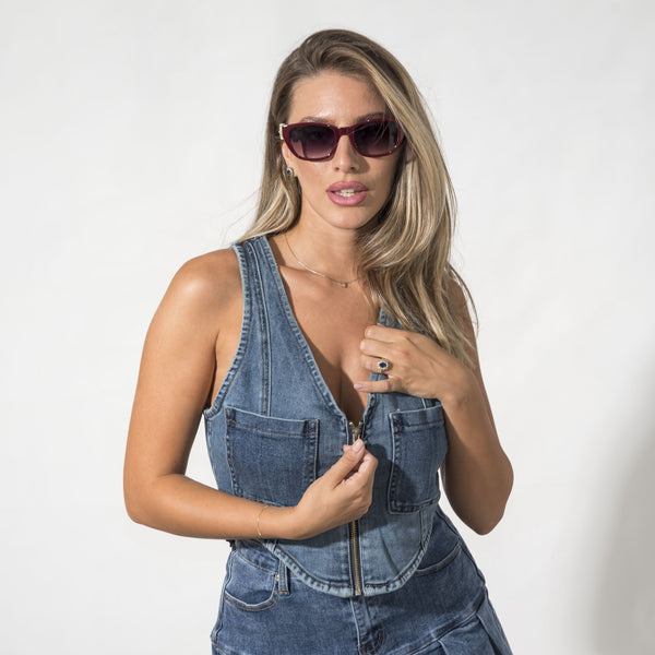 40S5143 - Gilet In Denim Con Zip