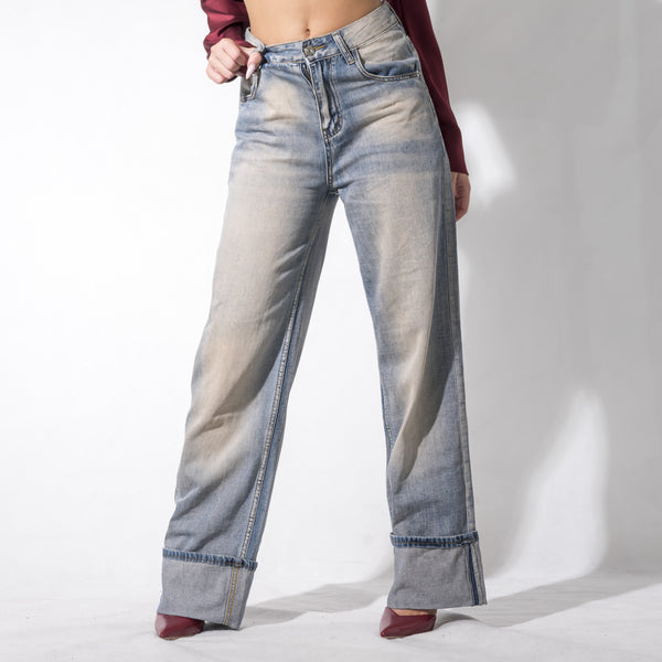 SJ21121 - Jeans Palazzo Sabbiato