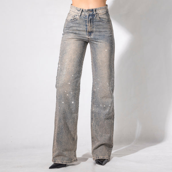 25A1044 - Jeans Straight Con Strass