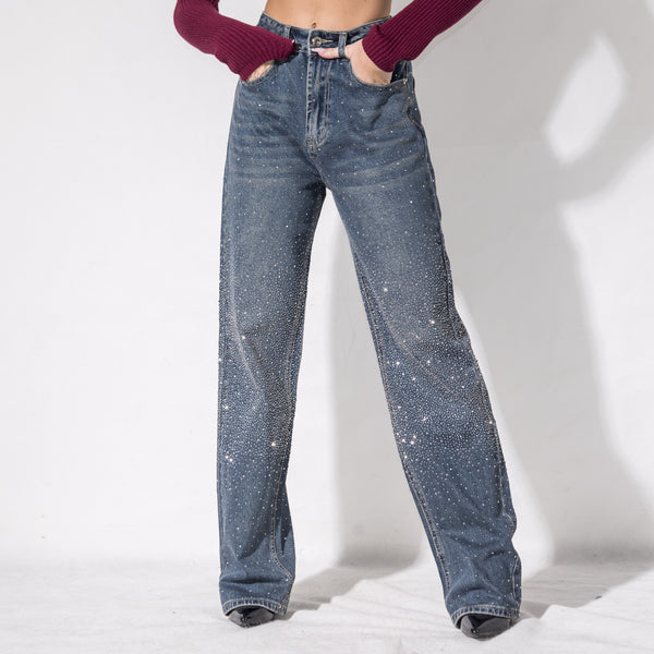 25A3275 - Jeans Straight Con Strass